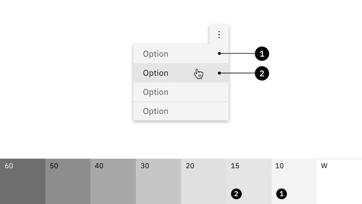 Hover state colors are half steps